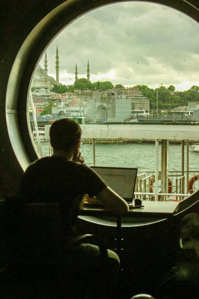 Working in a cafe digital nomad